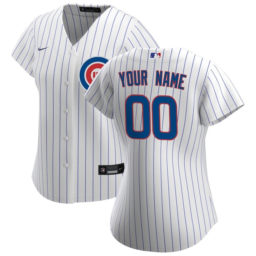 Chicago Cubs Home Custom White MLB Jersey Women's