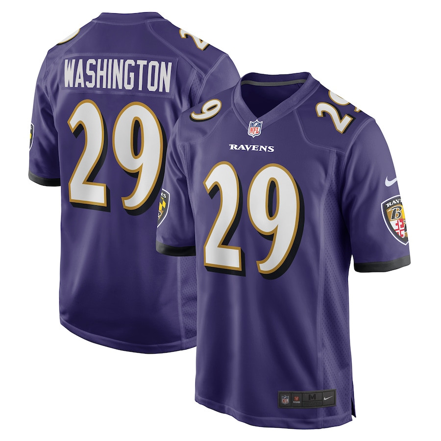 Ar'Darius Washington 29 Baltimore Ravens Game Purple NFL Jersey Men's