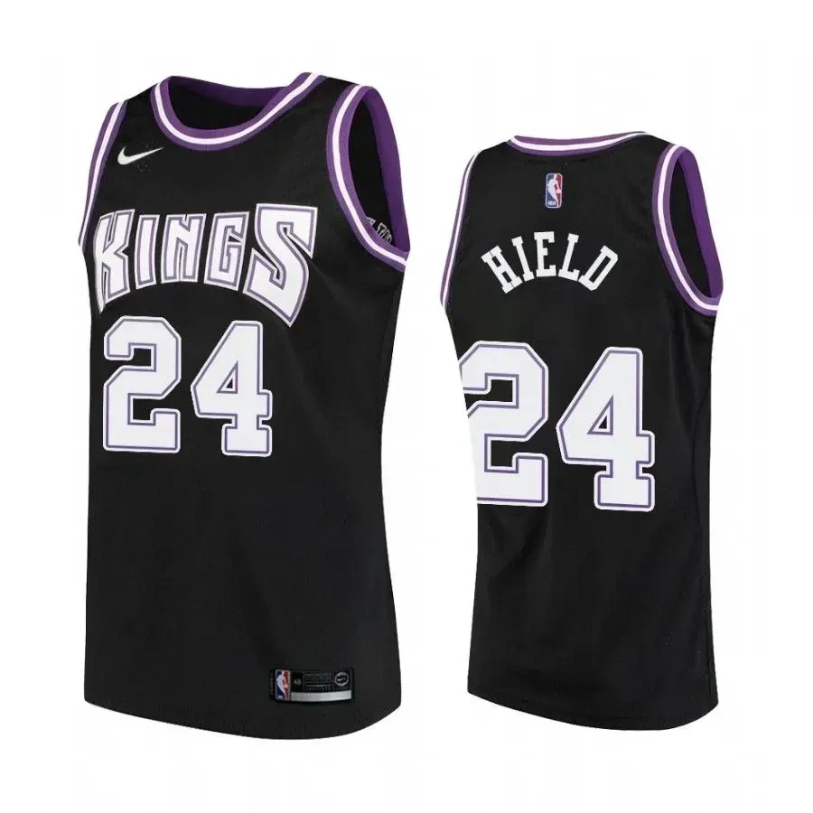Sacramento Kings 24 Buddy Hield Hardwood Classics Black NBA Jersey Men's