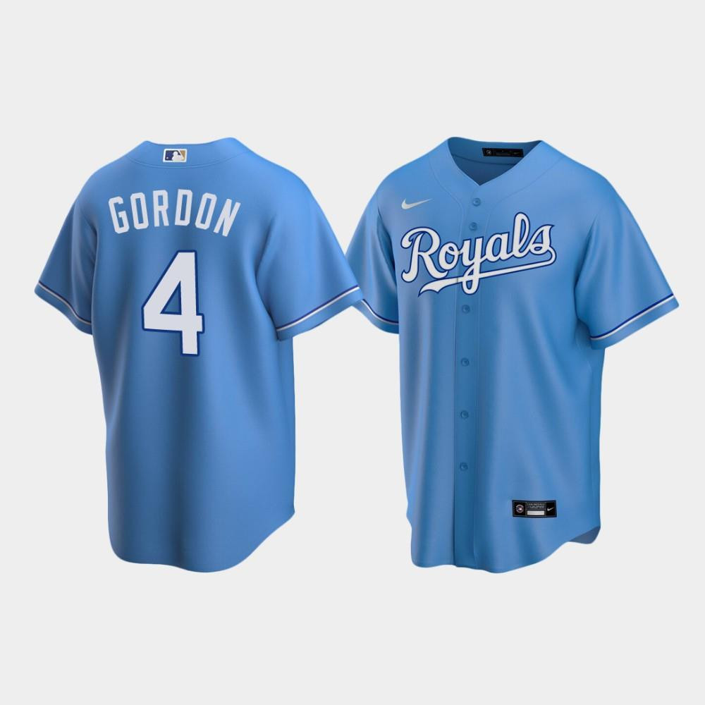 Kansas City Royals 4 Alex Gordon Light Blue Alternate MLB Jersey Men's