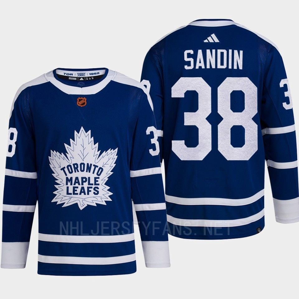 Toronto Maple Leafs 2022 Reverse Retro 2.0 Rasmus Sandin 38 Blue Primegreen NHL Jersey Men's