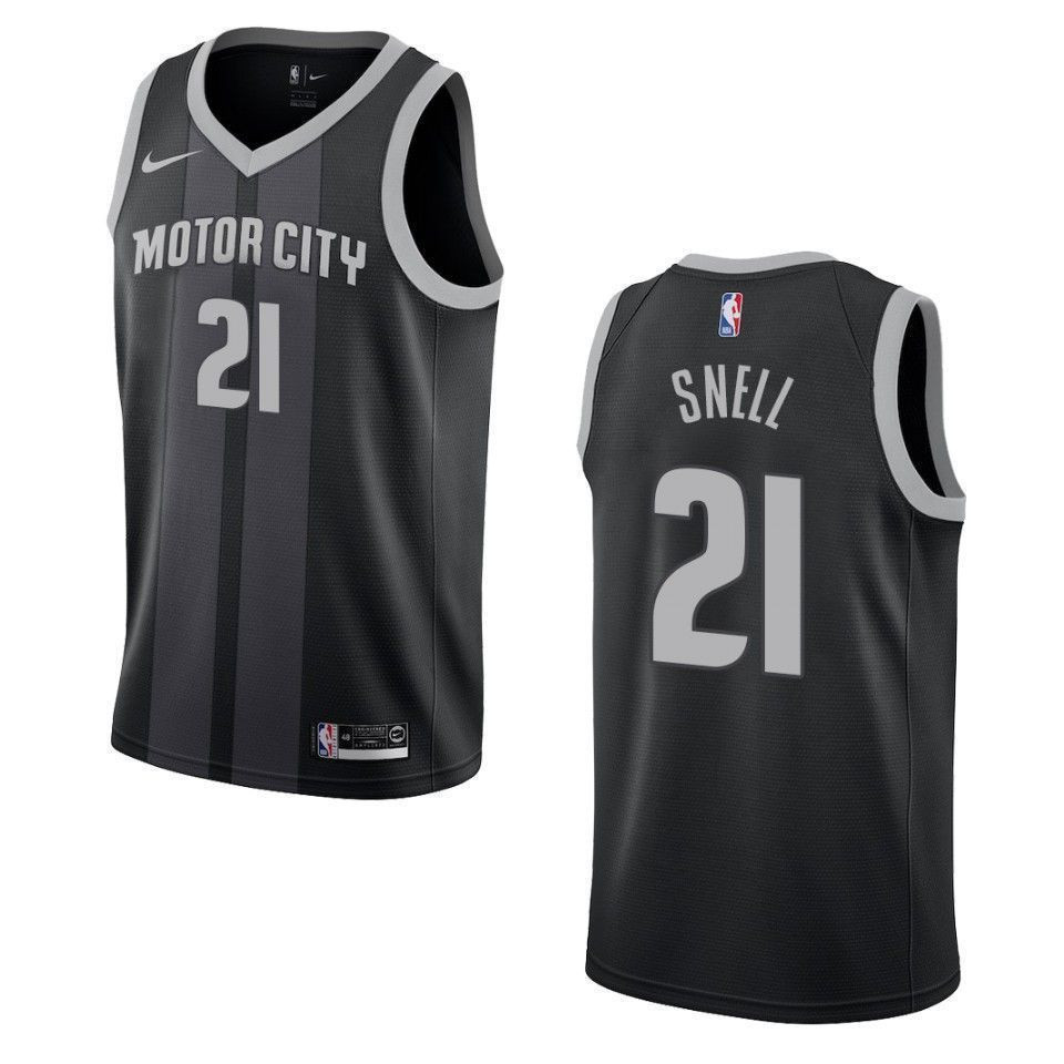 Detroit Pistons 21 Tony Snell City Swingman Black NBA Jersey Men's