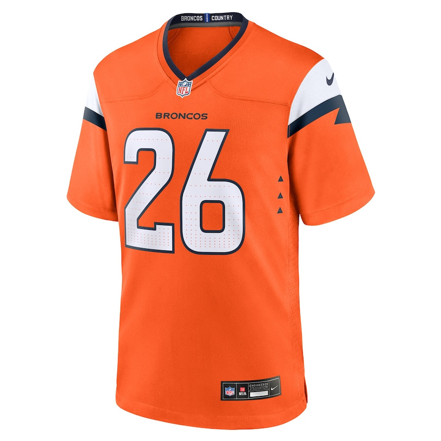 Devon Key 26 Denver Broncos Team Game Orange NFL Jersey Men's