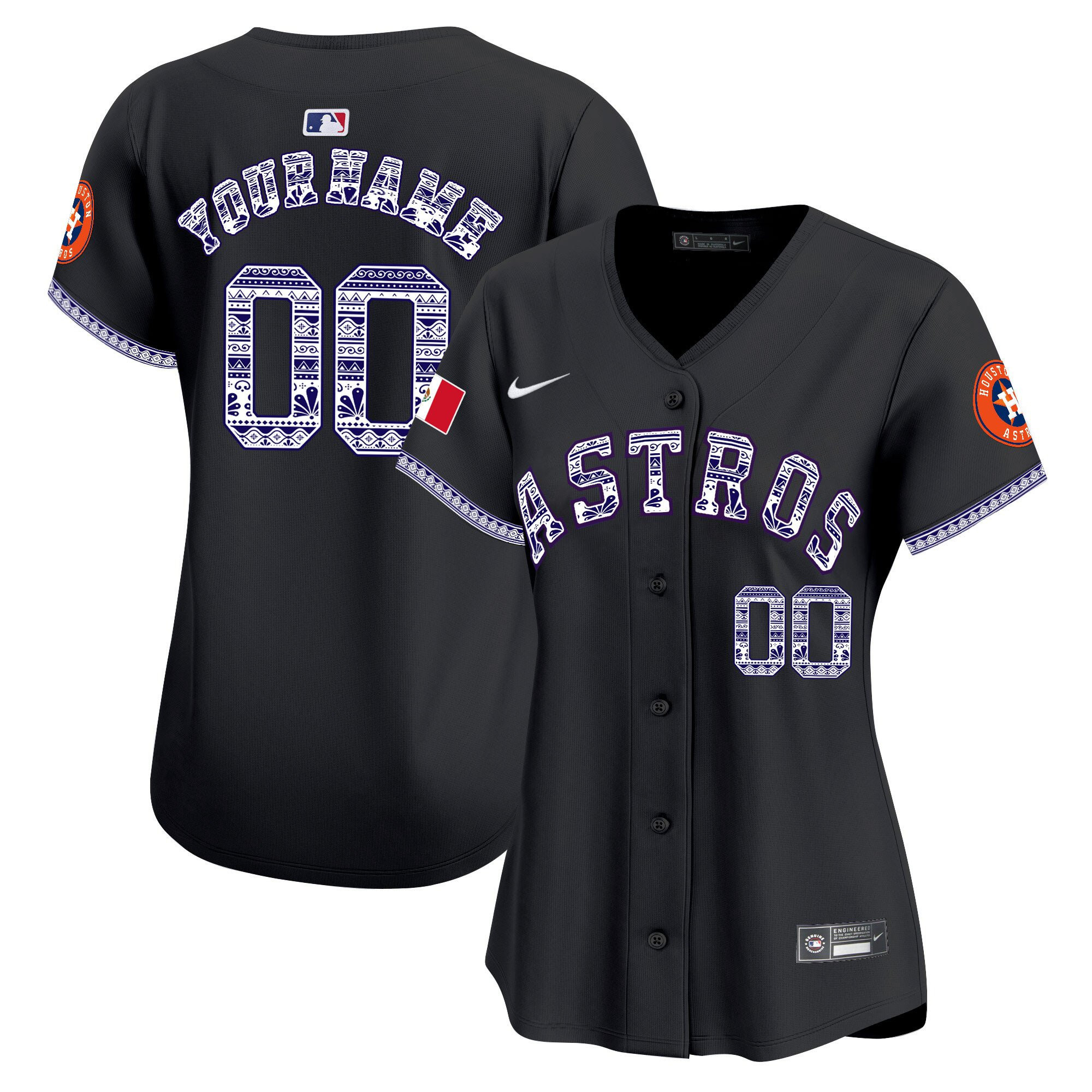 Houston Astros Mexico Custom Black MLB Jersey Women's
