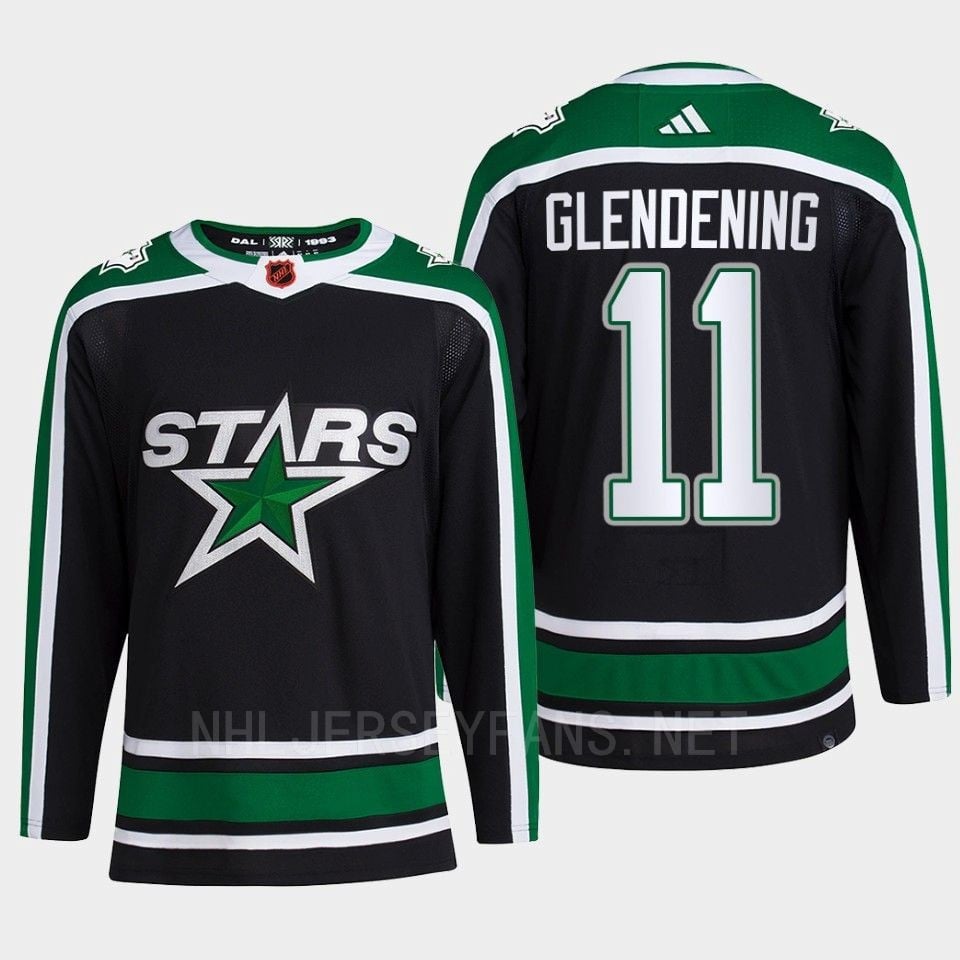 Luke Glendening 11 Reverse Retro 2.0 2022 Dallas Stars Black Pro Primegreen NHL Jersey Men's