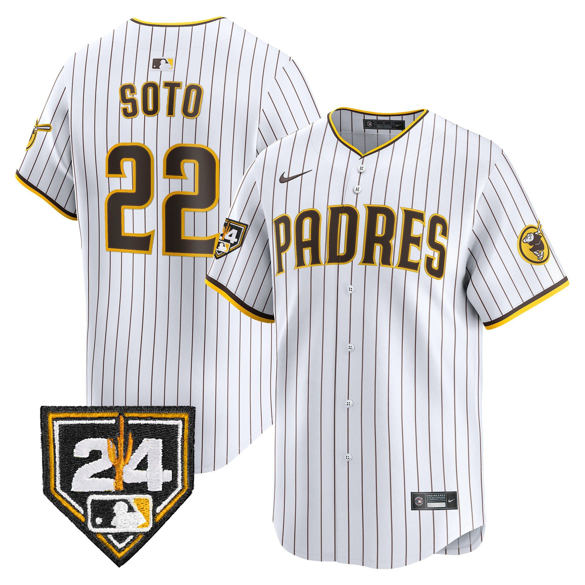 Juan Soto 22 San Diego Padres 2024 Spring Training White MLB Jersey Men's