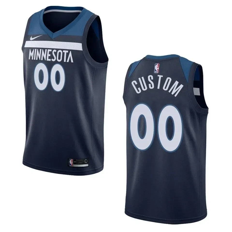 Minnesota Timberwolves 00 Custom Icon Swingman Navy NBA Jersey Men's