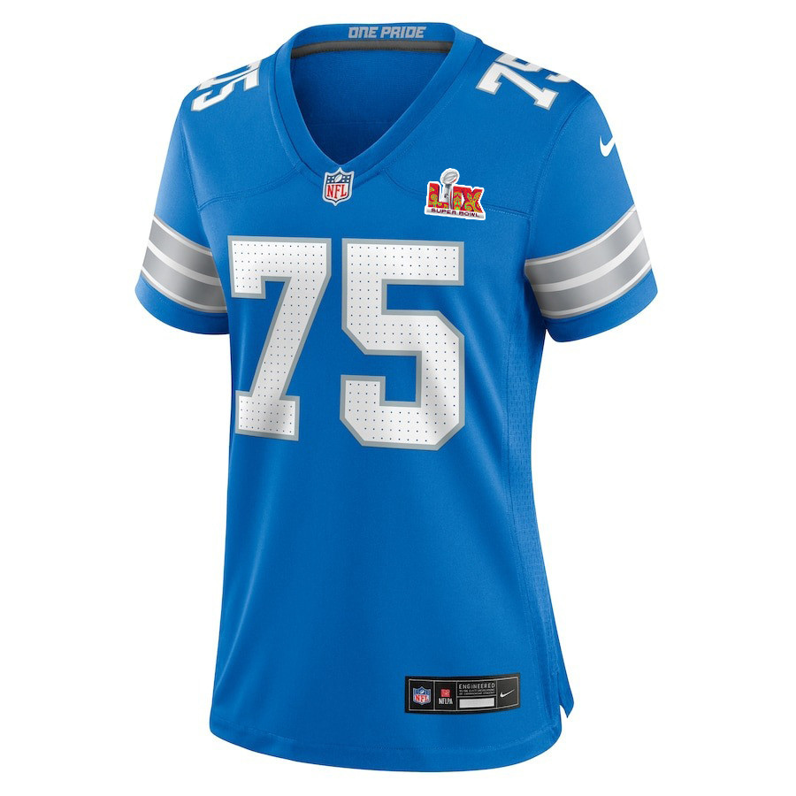 Colby Sorsdal #75 Detroit Lions Super Bowl LIX Blue NFL Jersey Women's