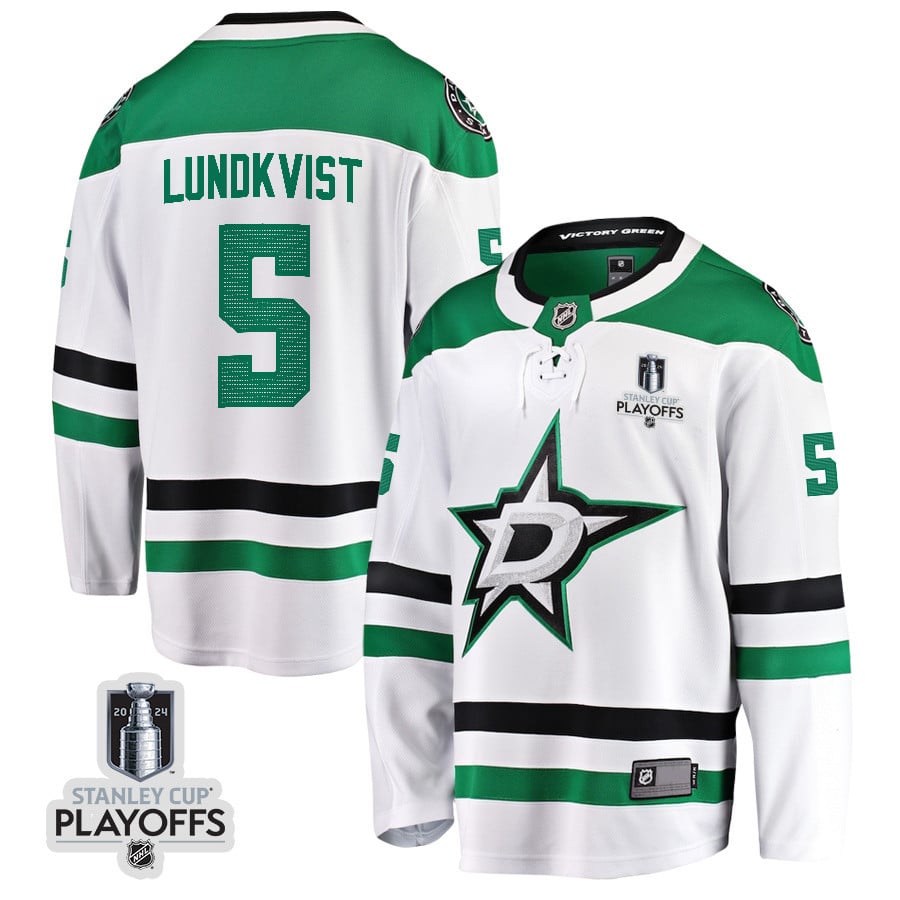 Nils Lundkvist 5 Dallas Stars 2024 Playoffs Patch Away Breakaway Men NHL Jersey Men's