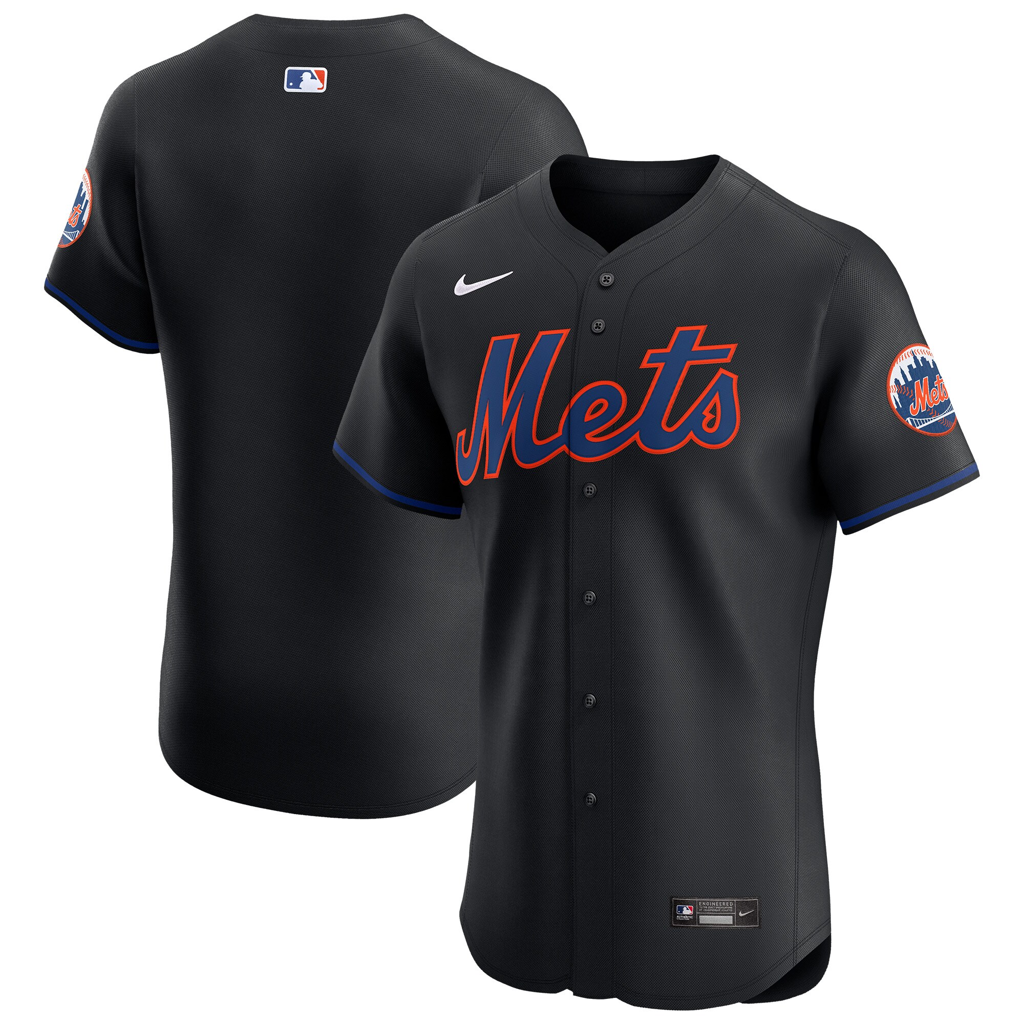 New York Mets Black Alternate Vapor Premier Elite Patch MLB Jersey Men's