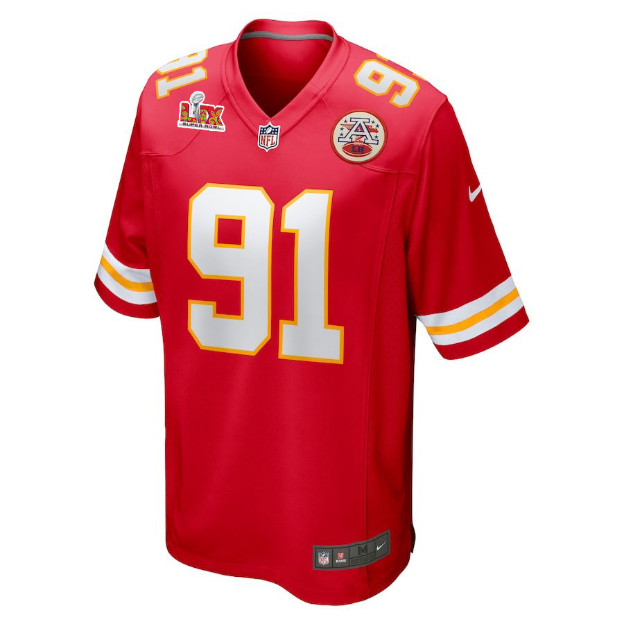 Derrick Nnadi #91 Kansas City Chiefs Super Bowl LIX Red NFL Jersey Youth
