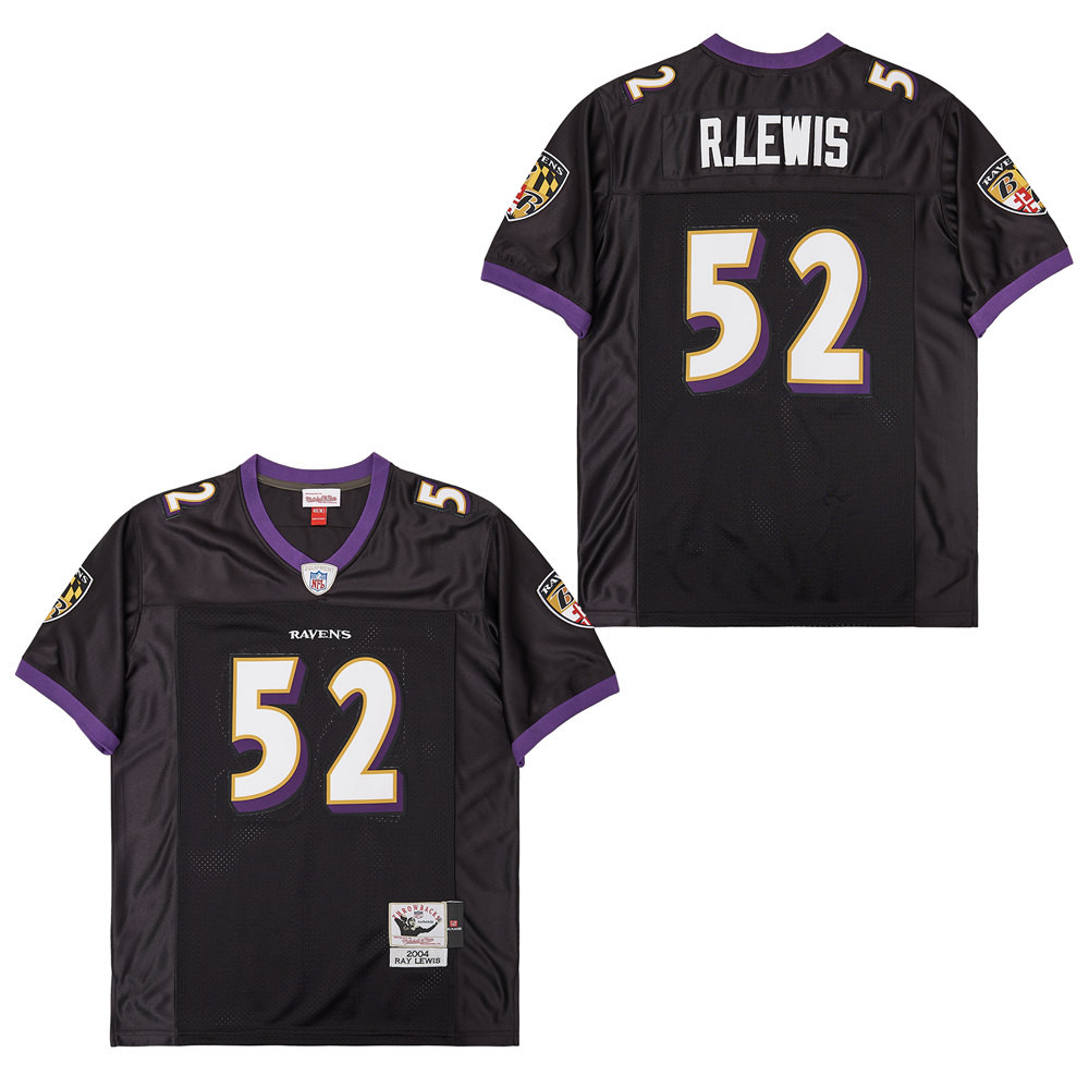 Ray Lewis 52 Baltimore Ravens Throwback Black NFL Jersey Men's