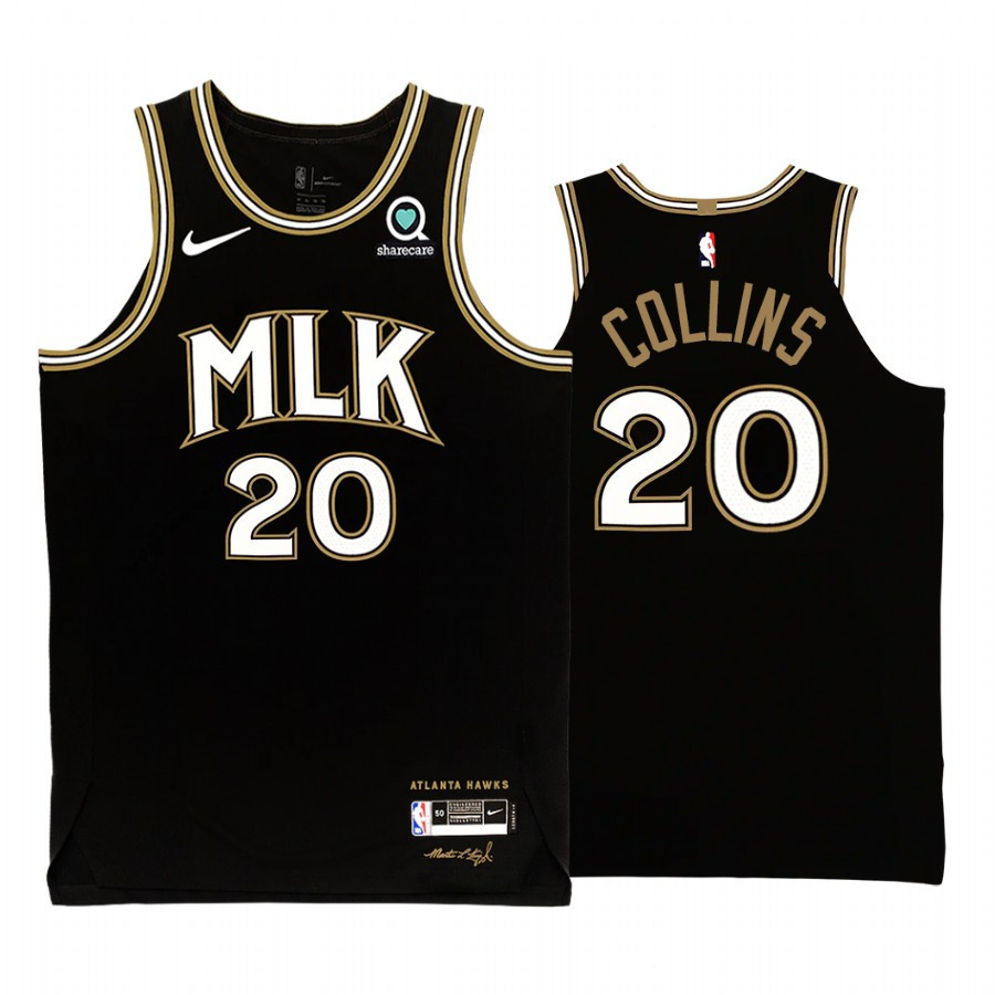 John Collins 20 Atlanta Hawks MLK City Edition Black NBA Jersey Men's