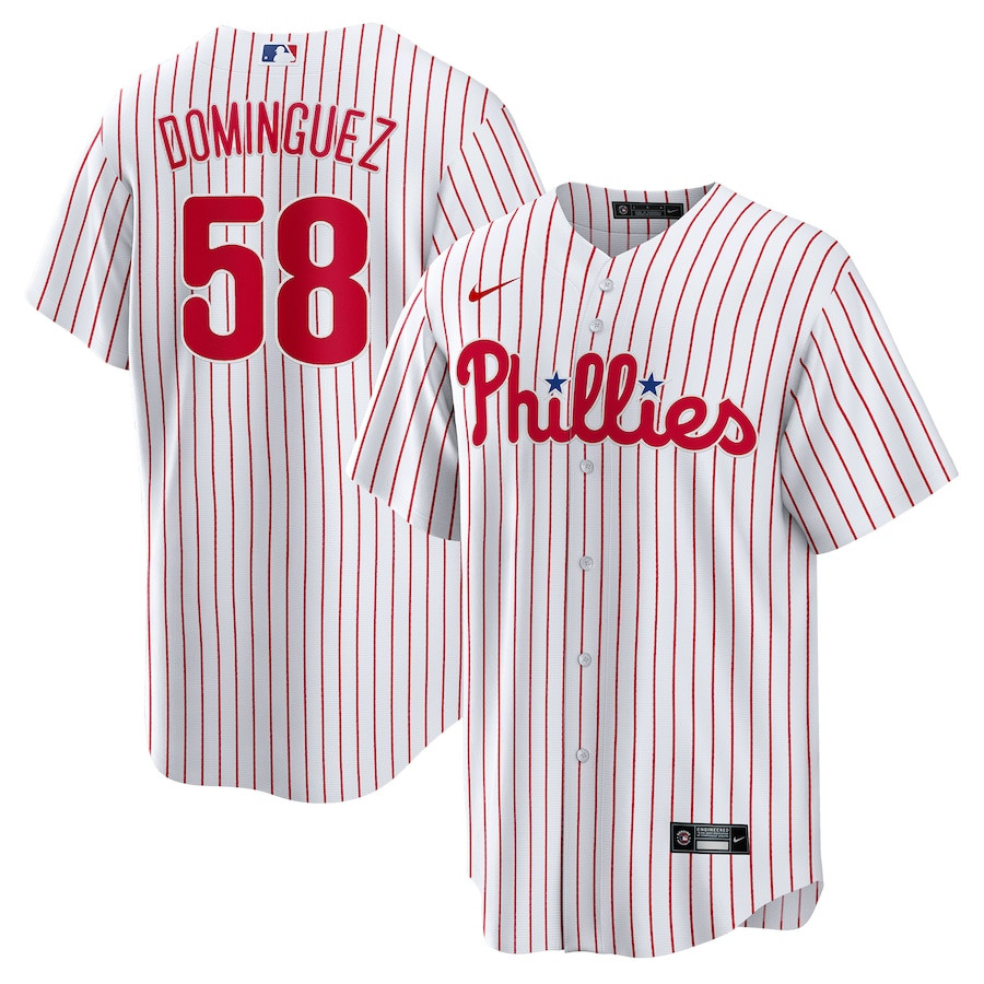 Seranthony Dom?nguez 58 Philadelphia Phillies White MLB Jersey Men's