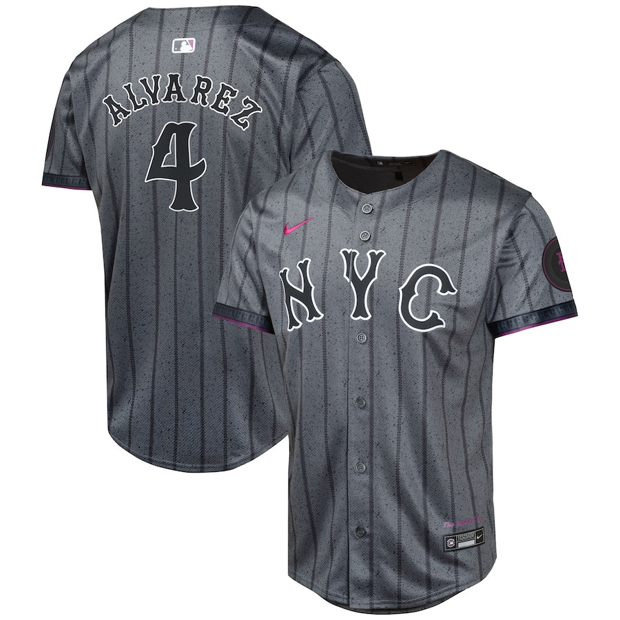 Francisco Alvarez 4 New York Mets 2024 City Connect Limited Graphite MLB Jersey Youth