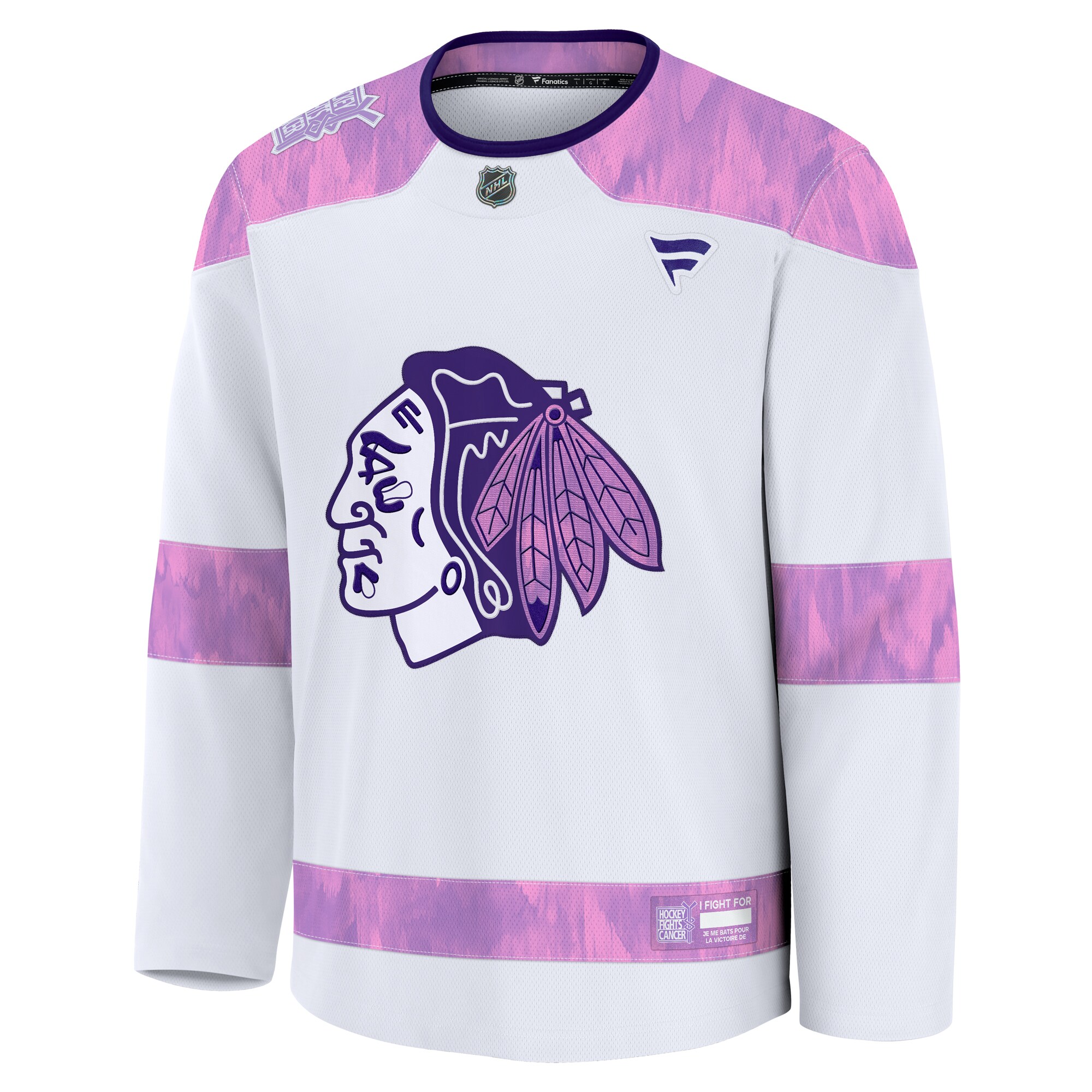 Chicago Blackhawks White 2024 Fights Cancer Practice NHL Jersey Men's