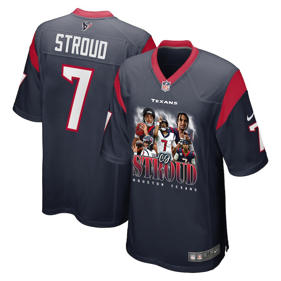 C.J. Stroud 7 Houston Texans The Chosen One Game Navy NFL Jersey Men's