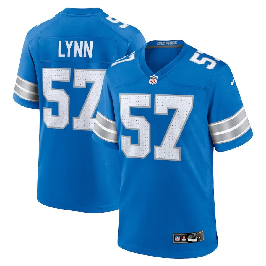 Nate Lynn 57 Detroit Lions Game Blue NFL Jersey Men's