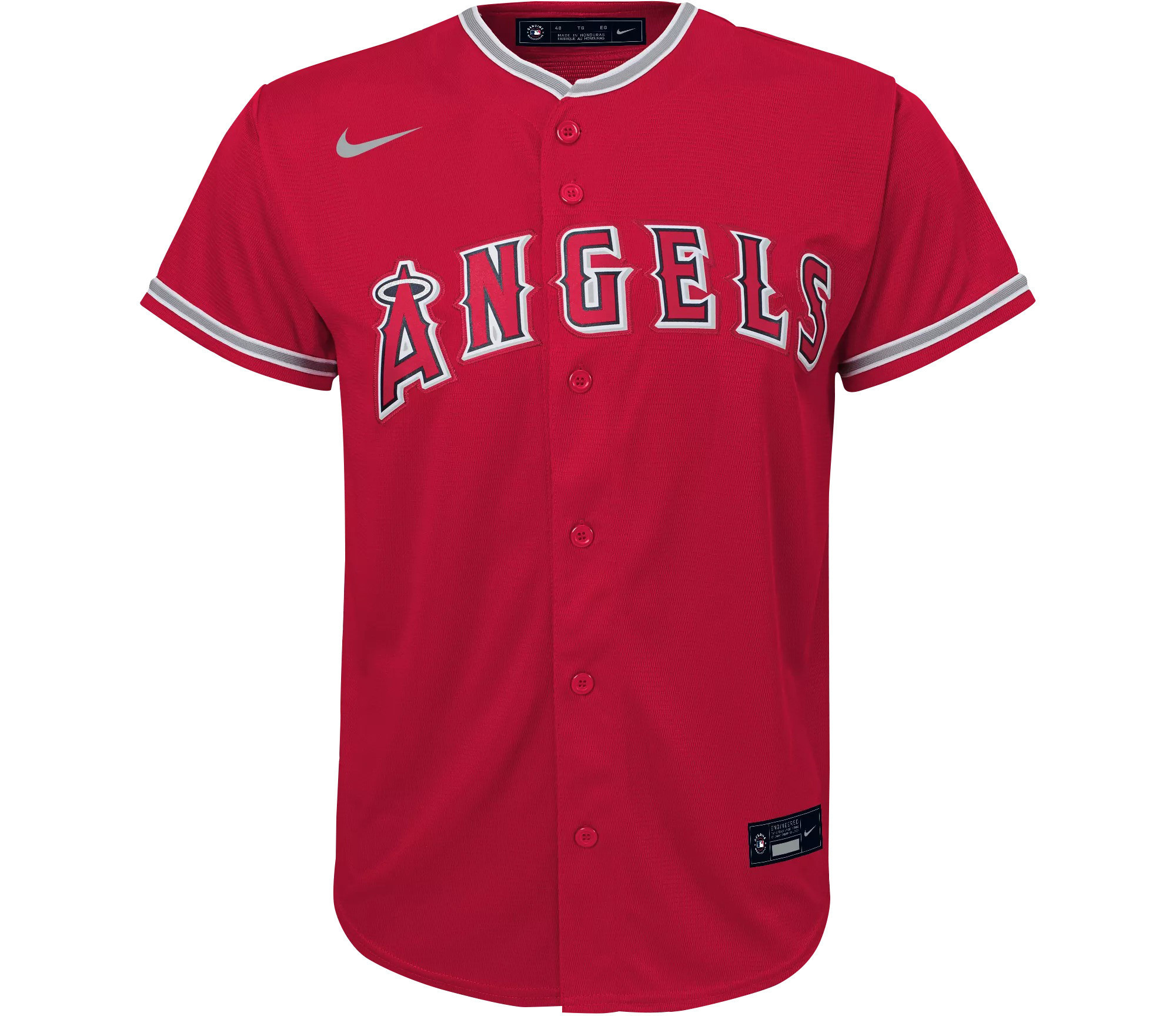 Shohei Ohtani 17 Los Angeles Angels Signed Name 2023 Alternate Player Red MLB Jersey Youth