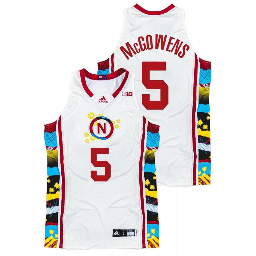 Nebraska Cornhuskers Bryce McGowens 5 202 White Honoring Black Excellence Sunflower BHM NCAA Jersey Men's