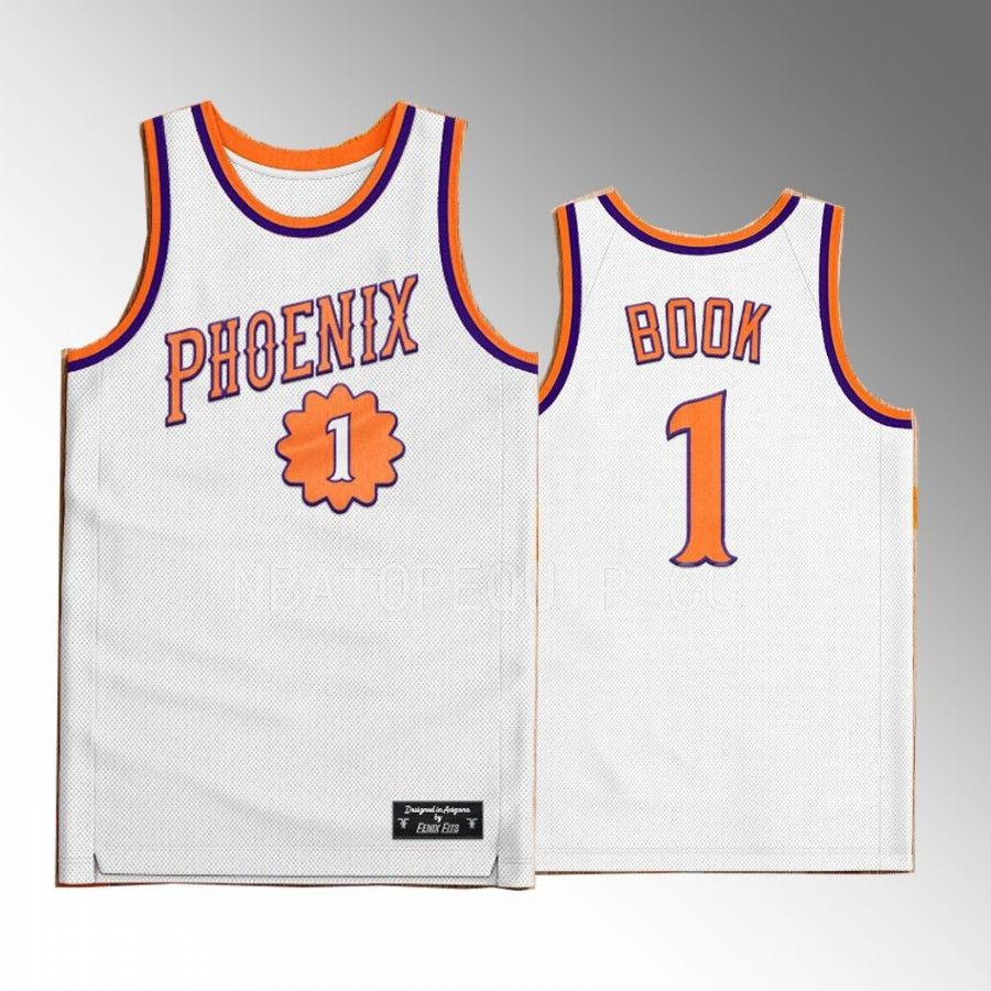 Devin Booker 1 Phoenix Suns White Printing Western Classic NBA Jersey Men's
