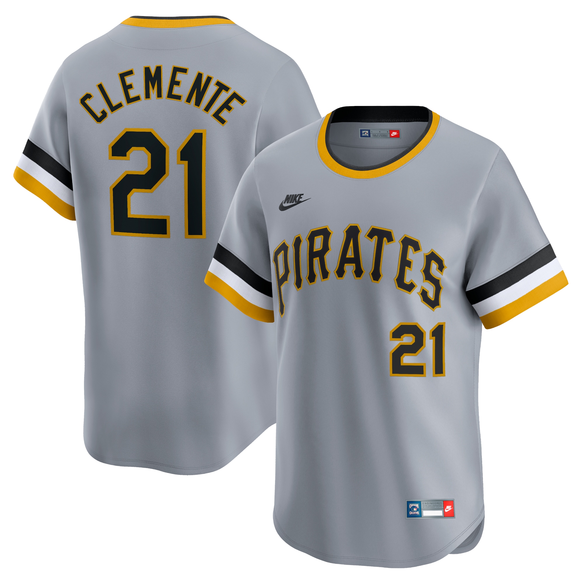 Pittsburgh Pirates Roberto Clemente Gray Throwback Cooperstown Collection Limited MLB Jersey Men's