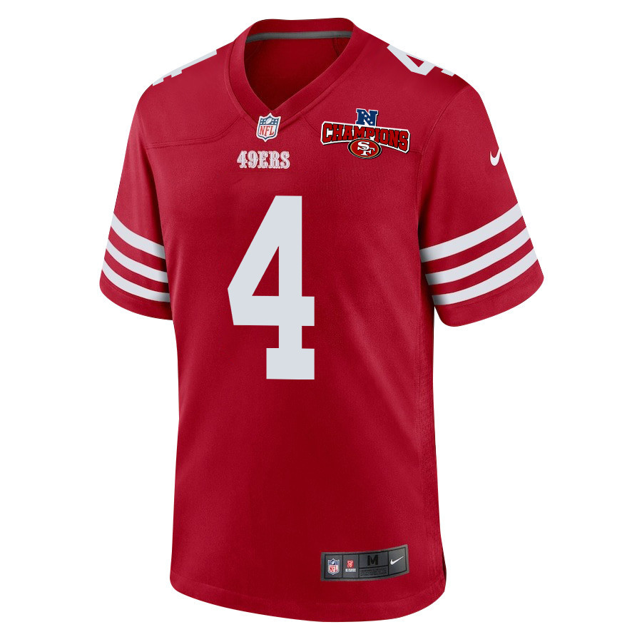 Jake Moody 4 San Francisco 49ers NFC Champions Patch Game Scarlet NFL Jersey Men's