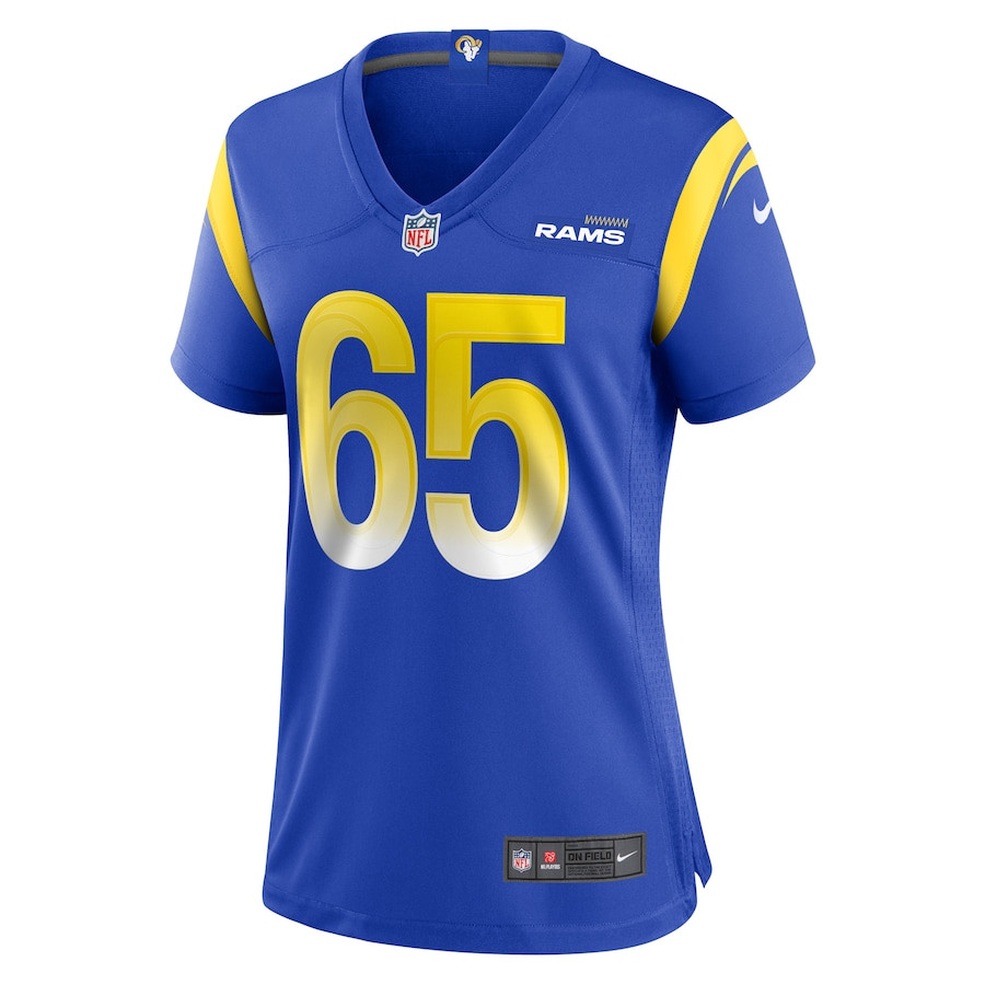David Olajiga 65 Los Angeles Rams Game Royal NFL Jersey Women's