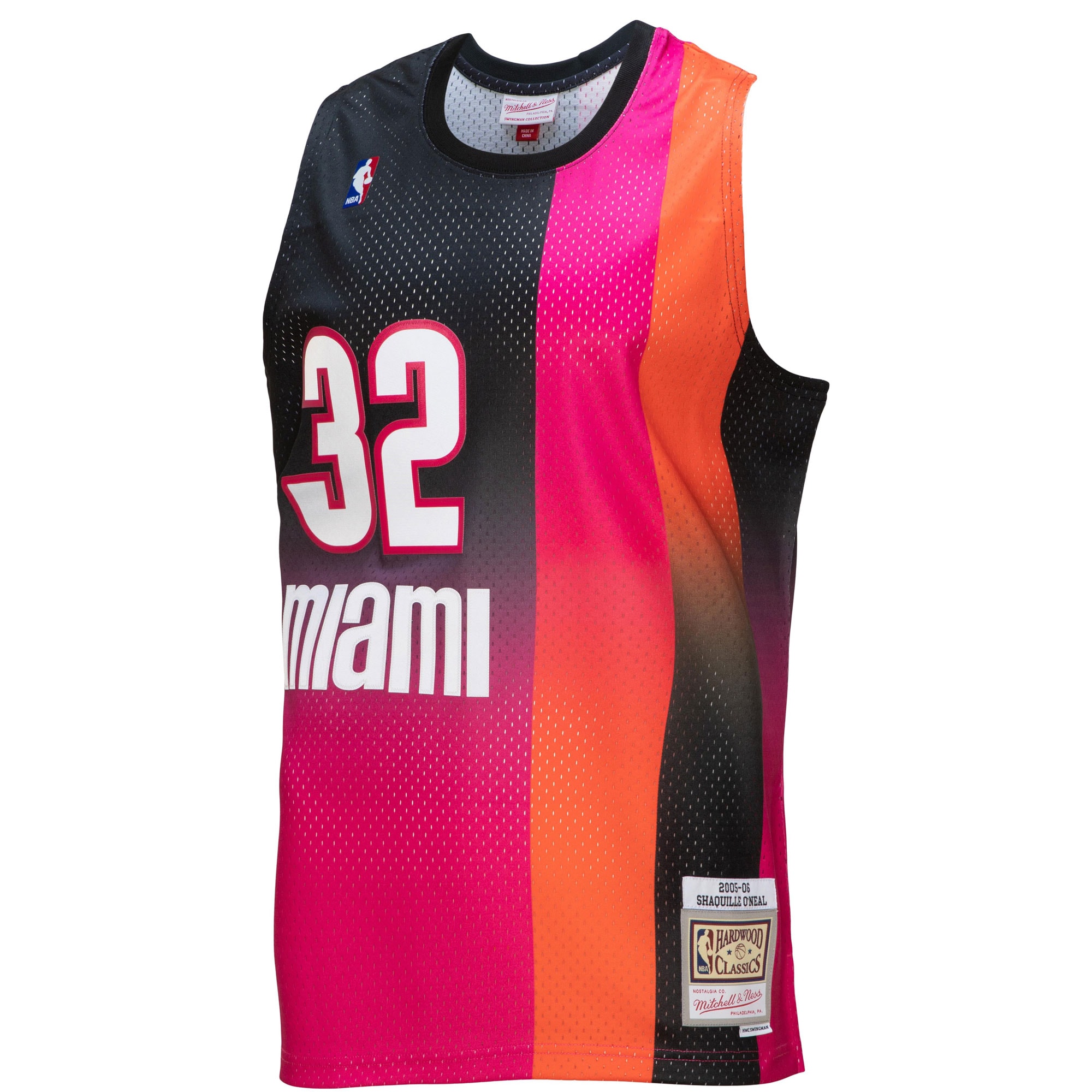 Mitchell Ness Shaquille O'Neal Pink/Black Miami Heat 2005/06 Hardwood Classics Fadeaway Swingman Player NBA Jersey Men's