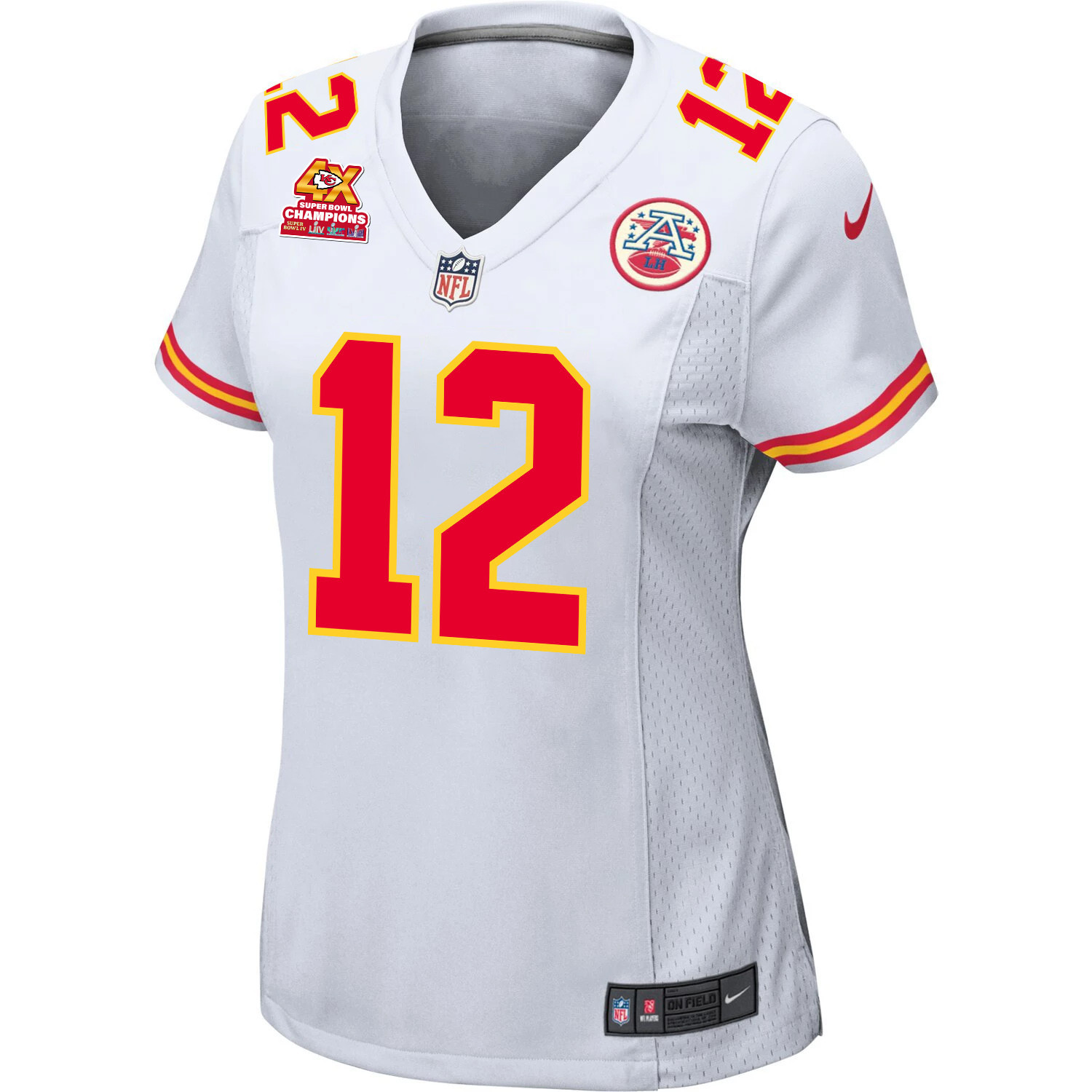 Mecole Hardman 12 Kansas City Chiefs Super Bowl LVIII Champions 4X Game White NFL Jersey Women's