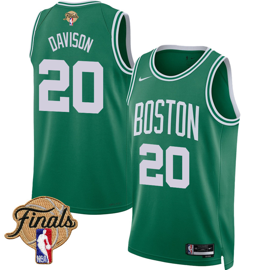JD Davison 20 Boston Celtics 2024 FINALS PATCH Icon Edition Kelly Green NBA Jersey Men's