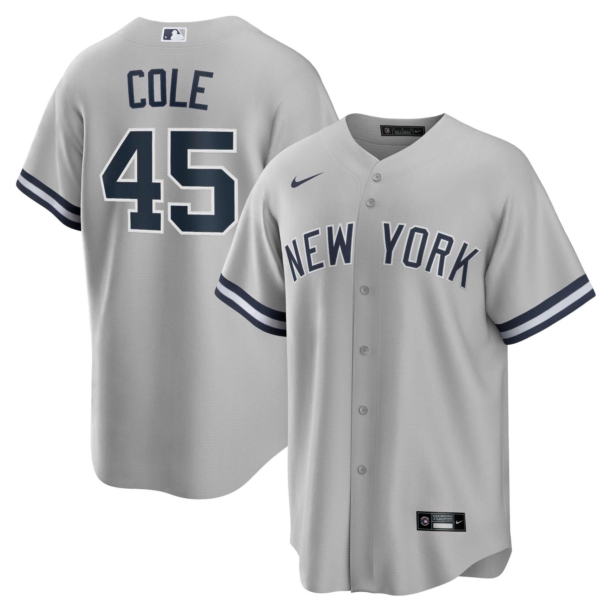 New York Yankees Gerrit Cole Gray Road Player Name MLB Jersey Men's