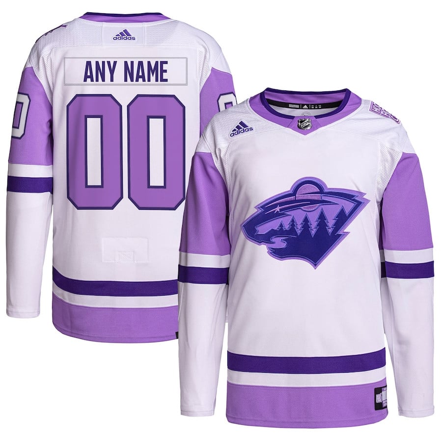 Minnesota Wild Fights Cancer Primegreen Custom White/Purple NHL Jersey Men's