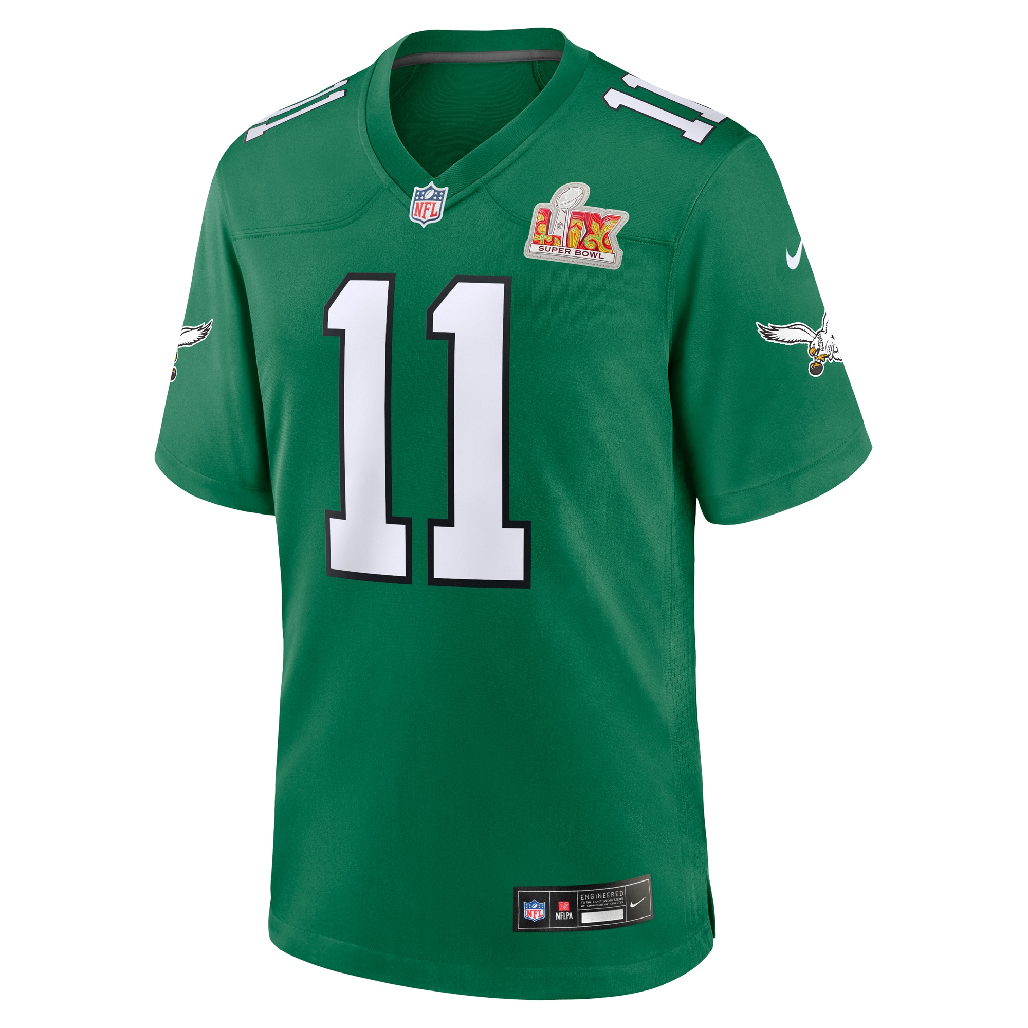Philadelphia Eagles A.J. Brown Kelly Green Super Bowl LIX 2nd Alternate Game NFL Jersey Men's