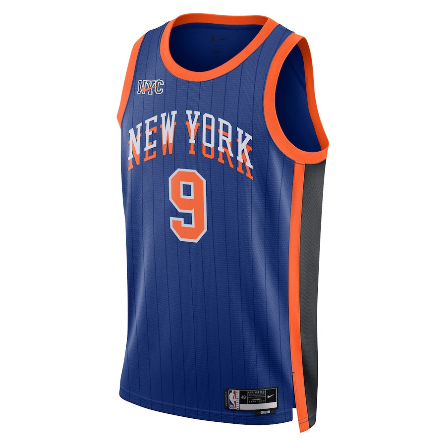 RJ Barrett 9 New York Knicks 2023/24 City Edition Swingman Blue NBA Jersey Men's