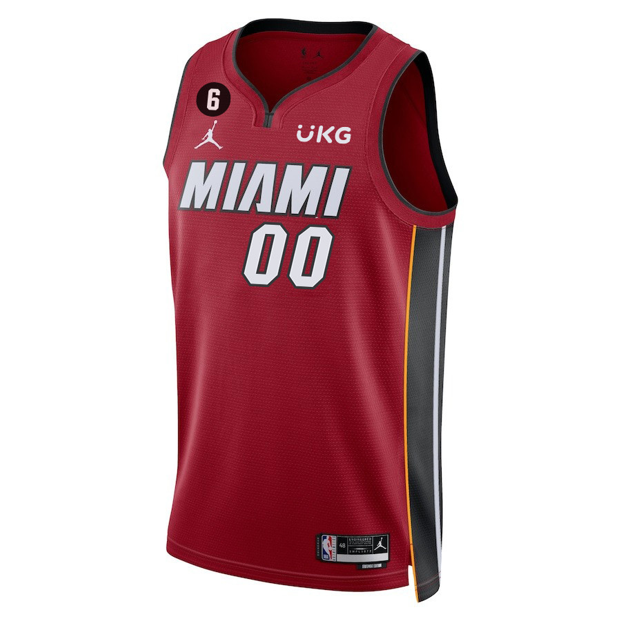 Custom 00 Miami Heat Final Champions 2023 Swingman Red NBA Jersey Men's