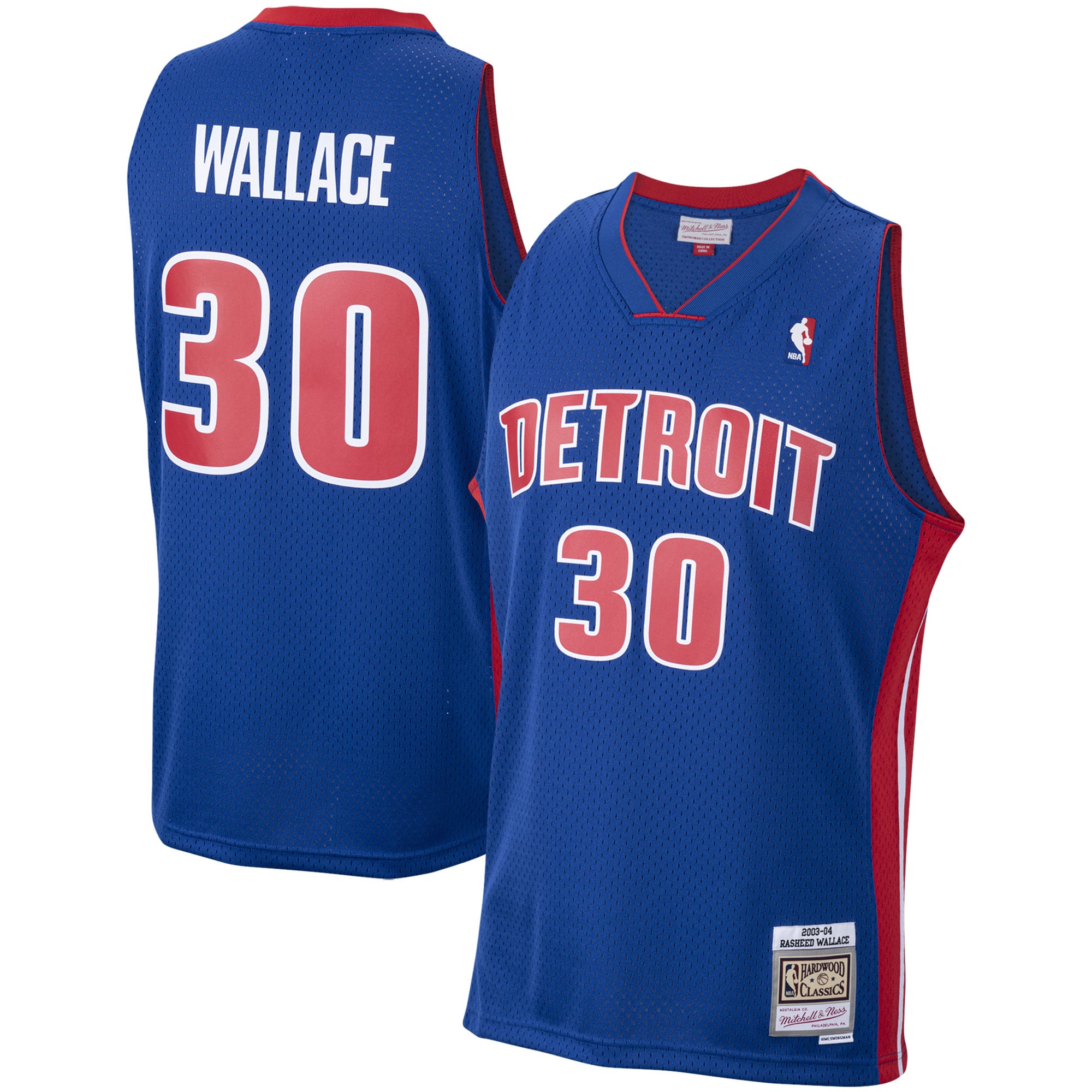 Mitchell Ness Rasheed Wallace Royal Detroit Pistons 2003-04 Hardwood Classics Swingman NBA Jersey Men's