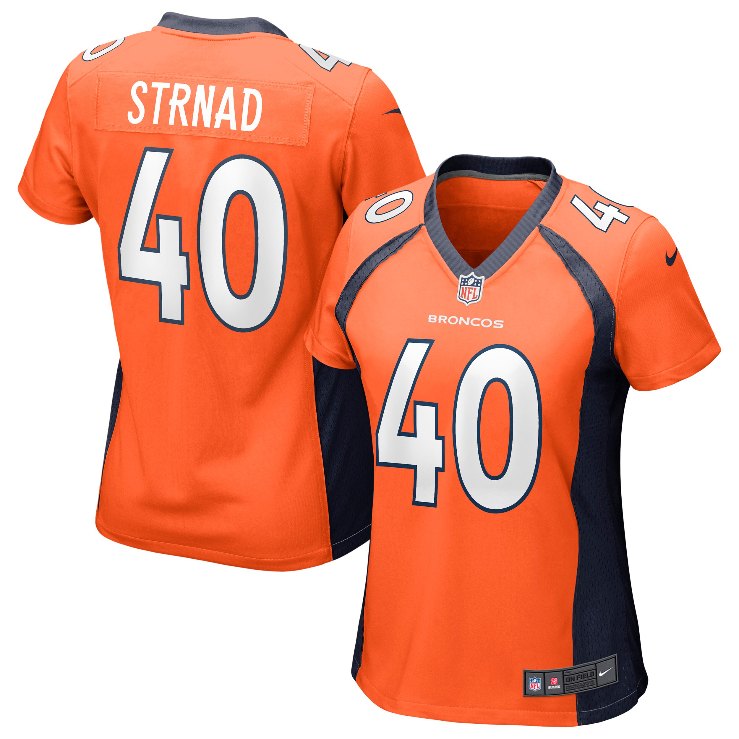 Denver Broncos Justin Strnad Orange Game NFL Jersey Women's