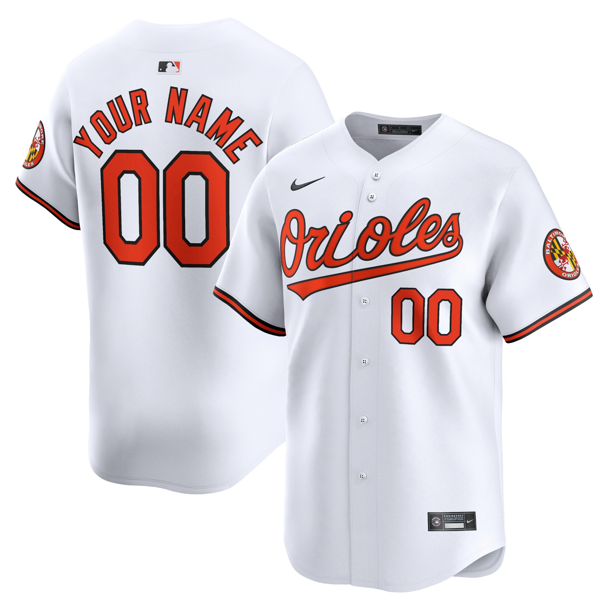 Baltimore Orioles White Home Limited Custom MLB Jersey Youth