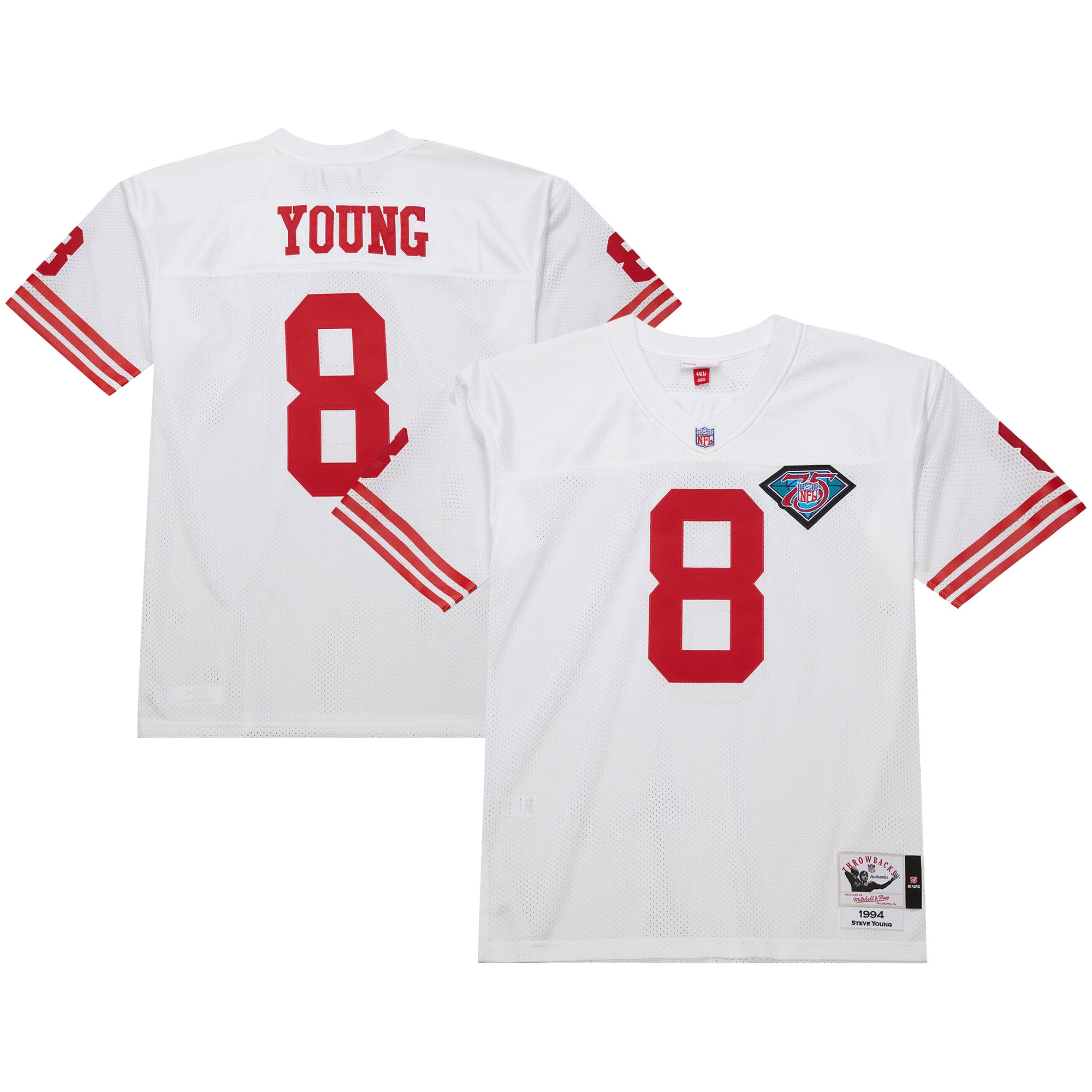 San Francisco 49ers 1994 Steve Young Mitchell Ness White Throwback Retired Player NFL Jersey Men's