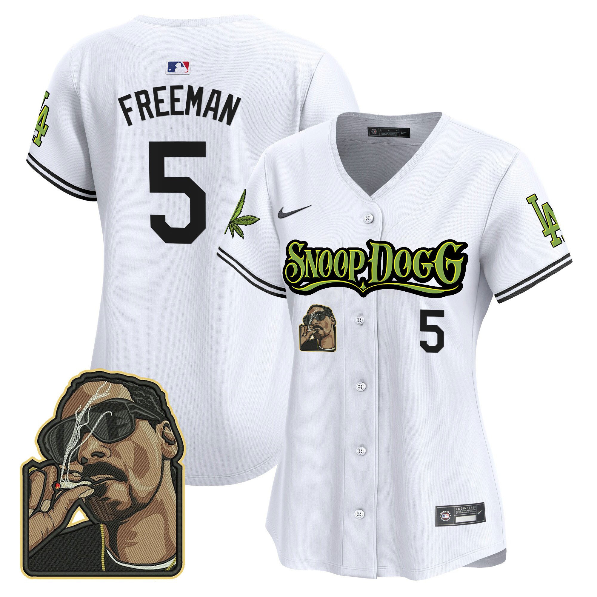 Freddie Freeman 5 Los Angeles Dodgers Snoop Dogg White MLB Jersey Women's