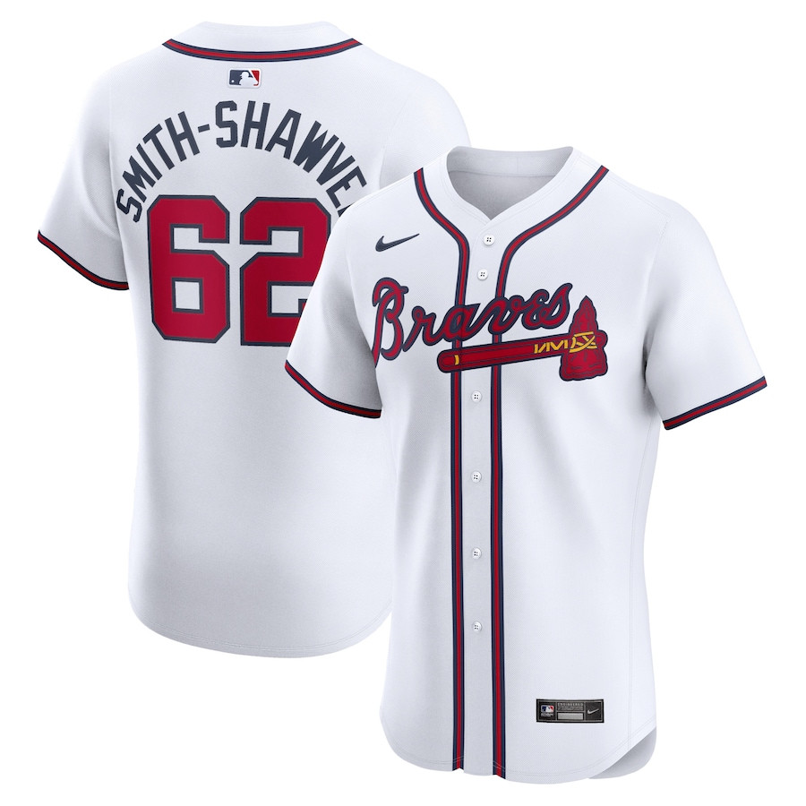 AJ Smith-Shawver 62 Atlanta Braves Home Elite Player White MLB Jersey Men's