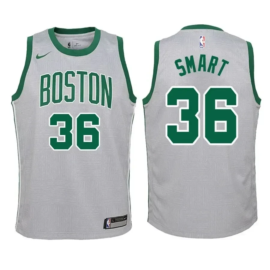Celtics Marcus Smart 36 City Edition Gray NBA Jersey Youth