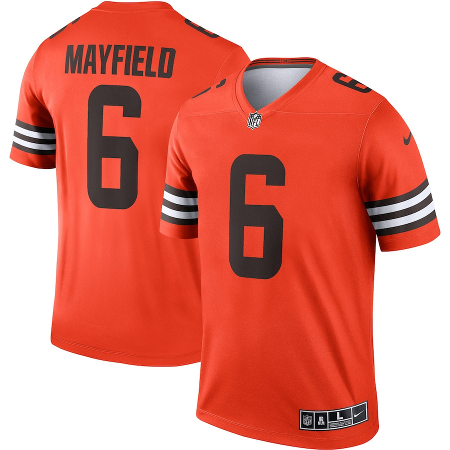 Baker Mayfield 6 Cleveland Browns Inverted Legend Orange NFL Jersey Men's