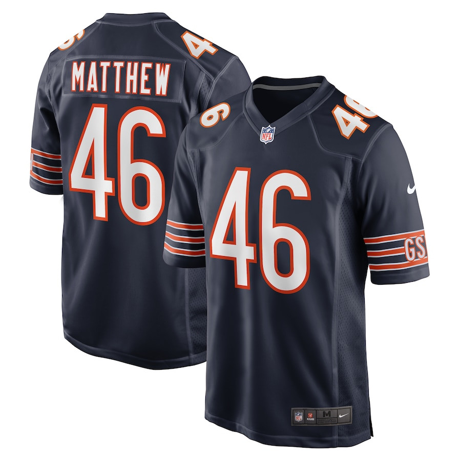 Christian Matthew 46 Chicago Bears Game Navy NFL Jersey Men's