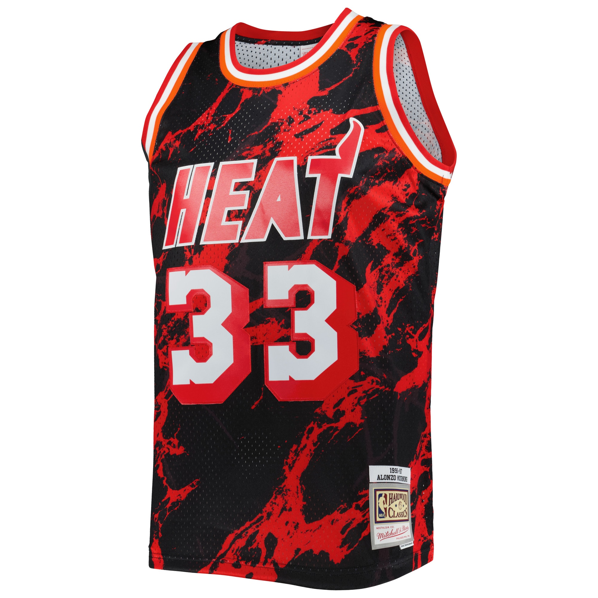 Mitchell Ness Alonzo Mourning Black Miami Heat 1996/97 Hardwood Classics Marble Swingman NBA Jersey Men's
