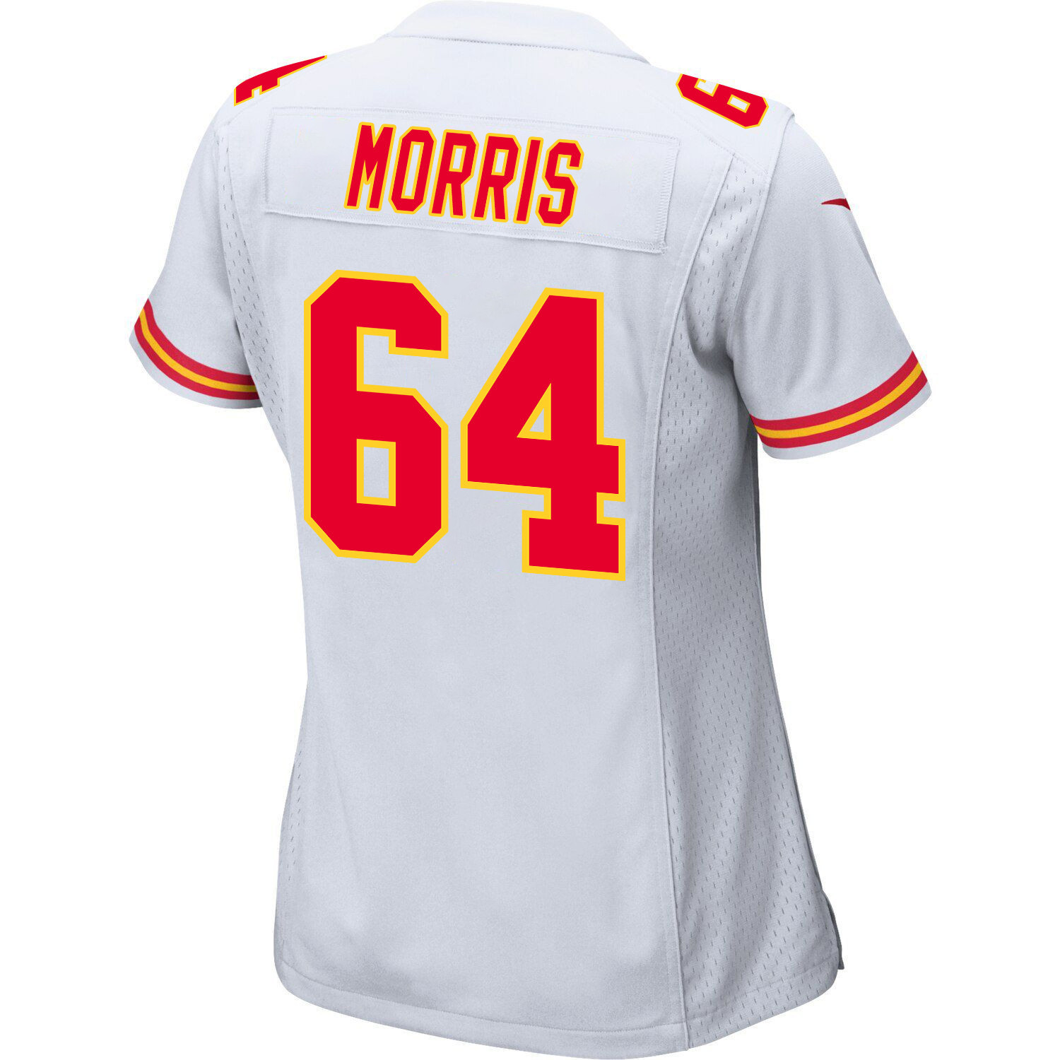 Wanya Morris 64 Kansas City Chiefs Super Bowl LVIII Champions 4 Stars Patch Game White NFL Jersey Women's