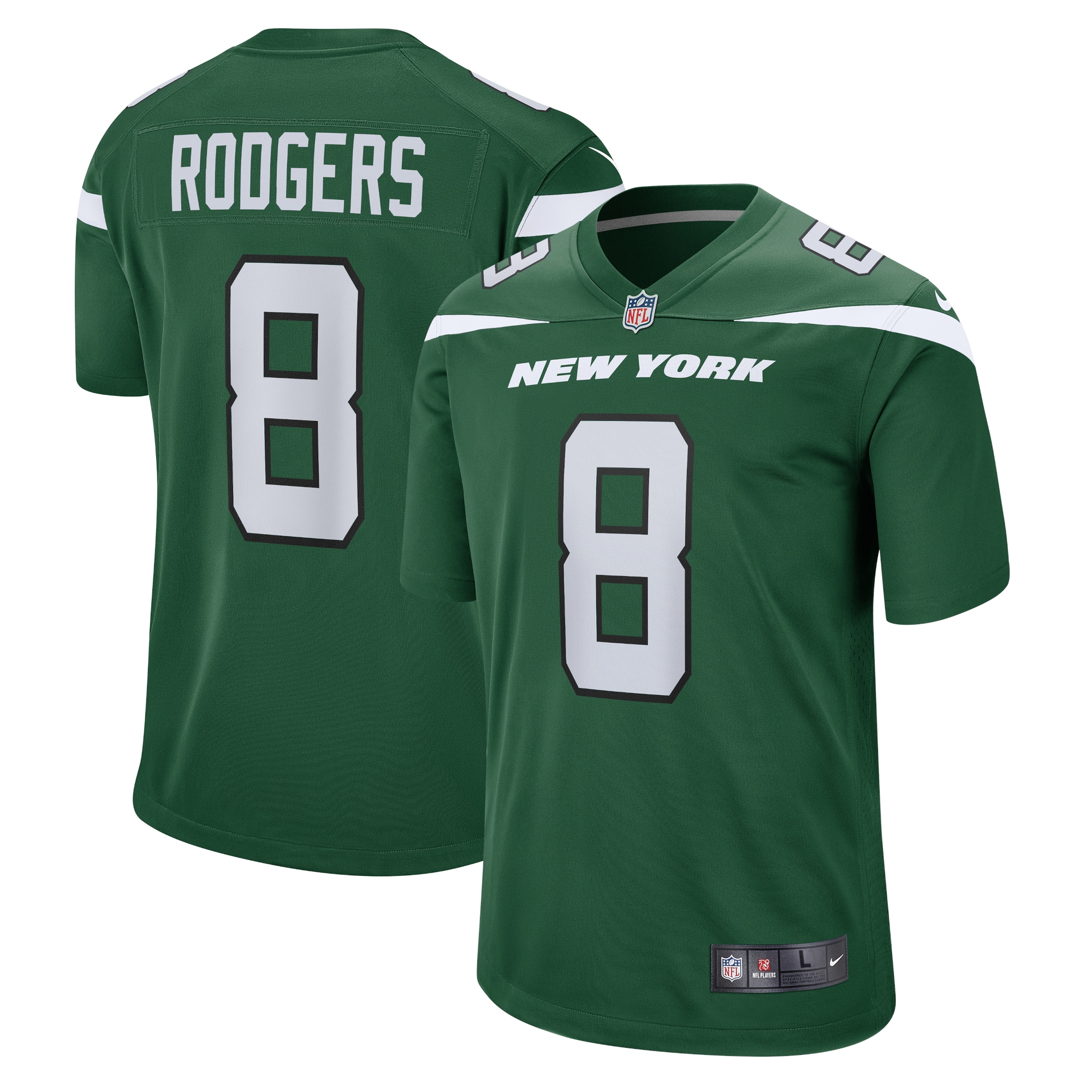 New York Jets Aaron Rodgers Gotham Green Game NFL Jersey Men's