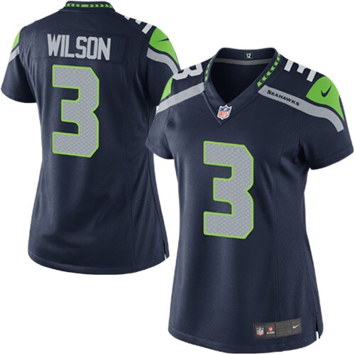 Seattle Seahawks Russell Wilson College Navy Game Player NFL Jersey Women's