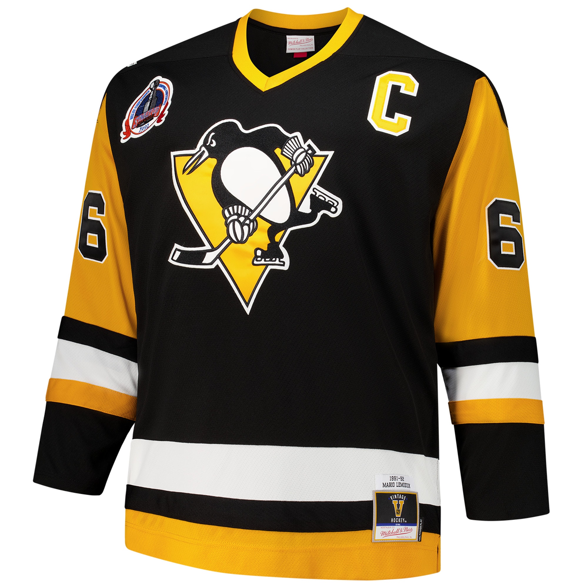 Pittsburgh Penguins Mario Lemieux Mitchell Ness Black Big Tall 1991/92 Blue Line 2.0 NHL Jersey Men's